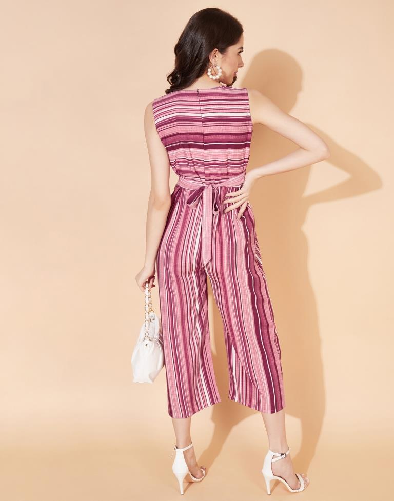 Pink Striped Jumpsuit | Leemboodi