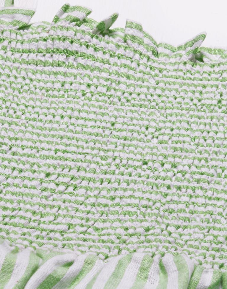 Pista Green Smocked Dress | Leemboodi