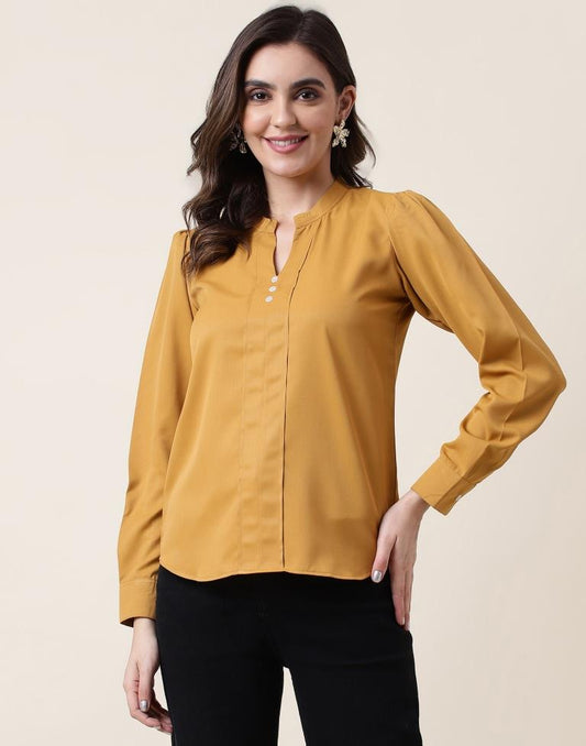 Mustard Yellow Polyester Plain Top | Sudathi