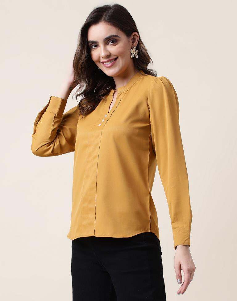 Mustard Yellow Polyester Plain Top | Sudathi