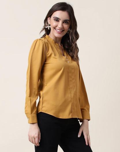 Mustard Yellow Polyester Plain Top | Sudathi