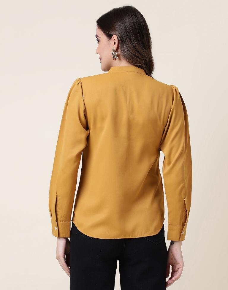 Mustard Yellow Polyester Plain Top | Sudathi