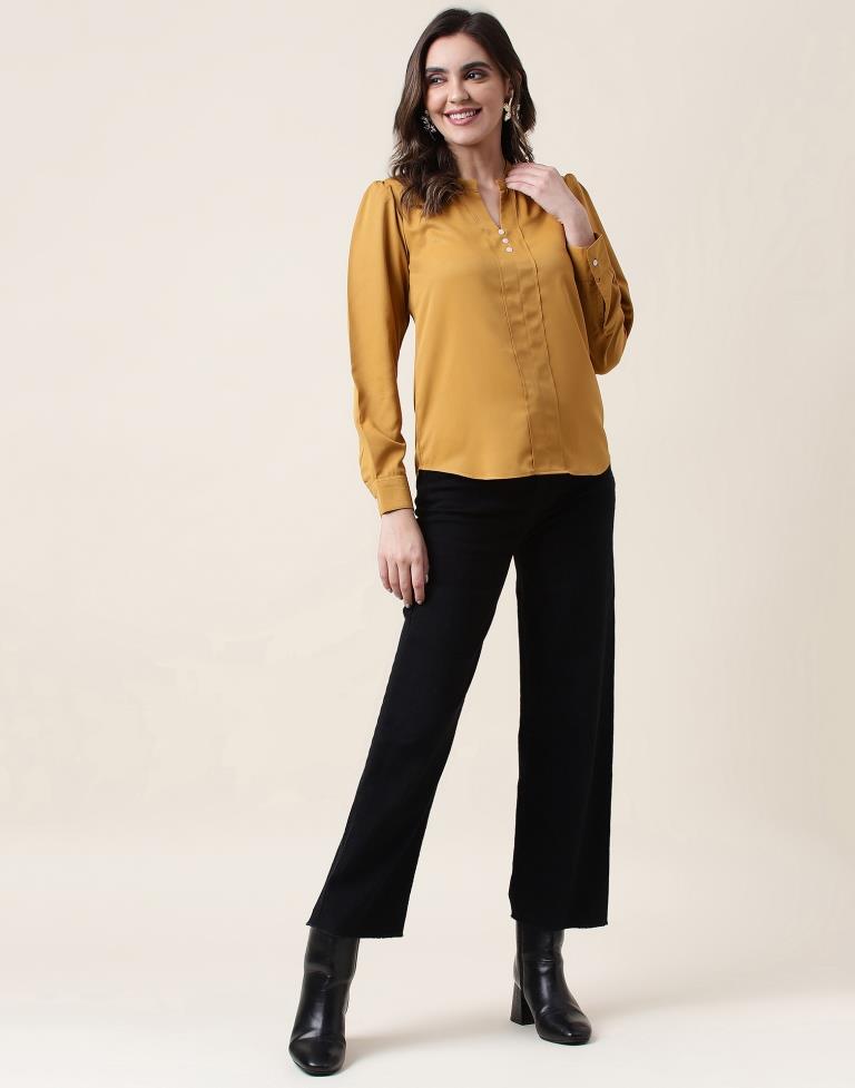 Mustard Yellow Polyester Plain Top | Sudathi