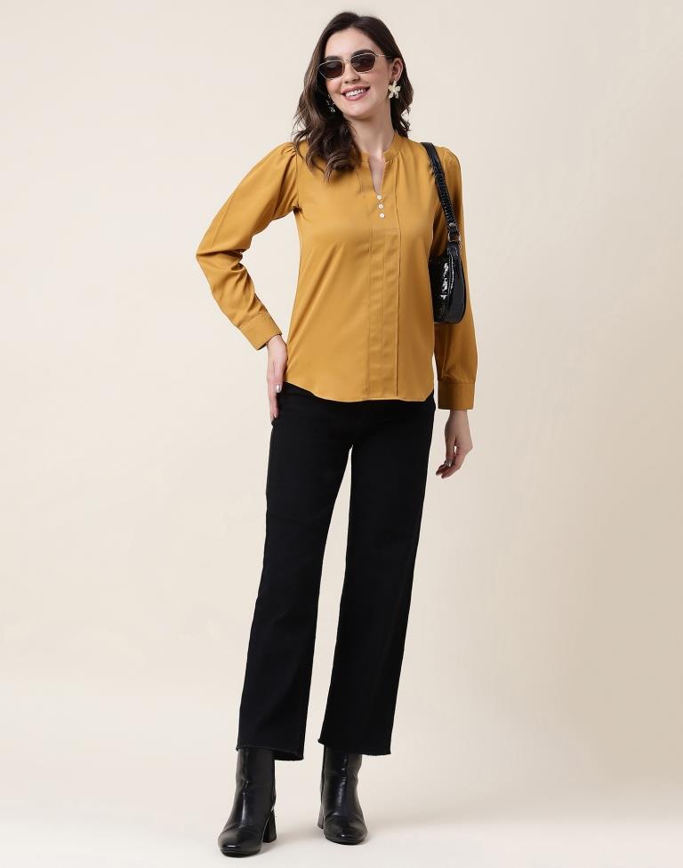 Mustard Yellow Polyester Plain Top | Sudathi