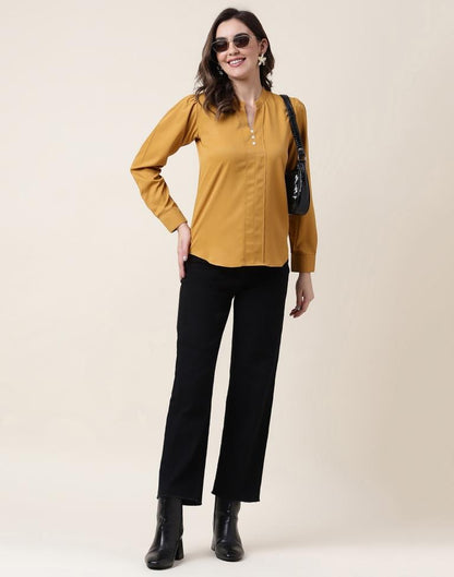 Mustard Yellow Polyester Plain Top | Sudathi