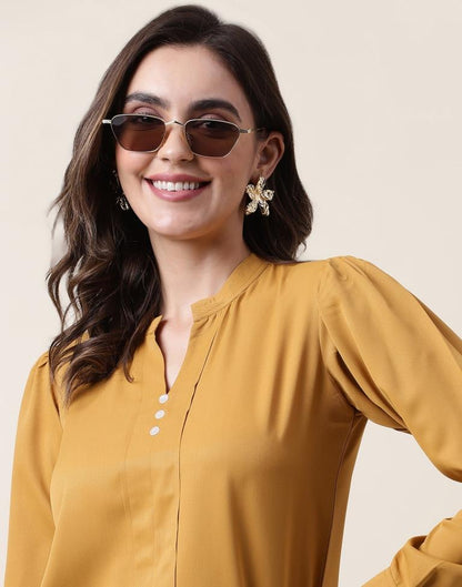 Mustard Yellow Polyester Plain Top | Sudathi