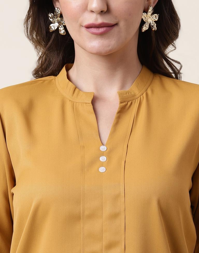 Mustard Yellow Polyester Plain Top | Sudathi