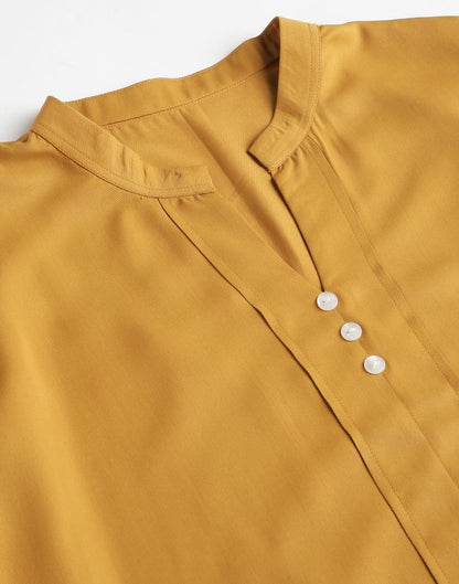 Mustard Yellow Polyester Plain Top | Sudathi