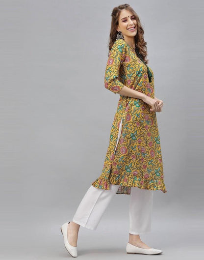 Mustard Printed Kurti | Leemboodi