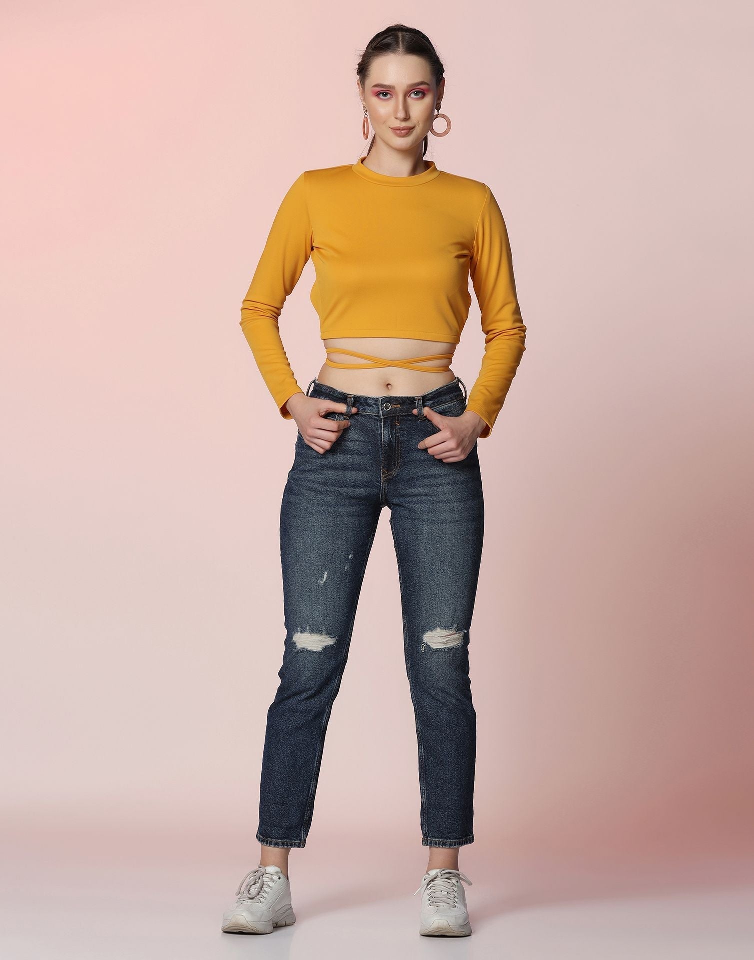 Yellow Wrap around Strings Top | Sudathi