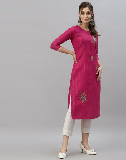 Pink Embroidered Kurti | Leemboodi