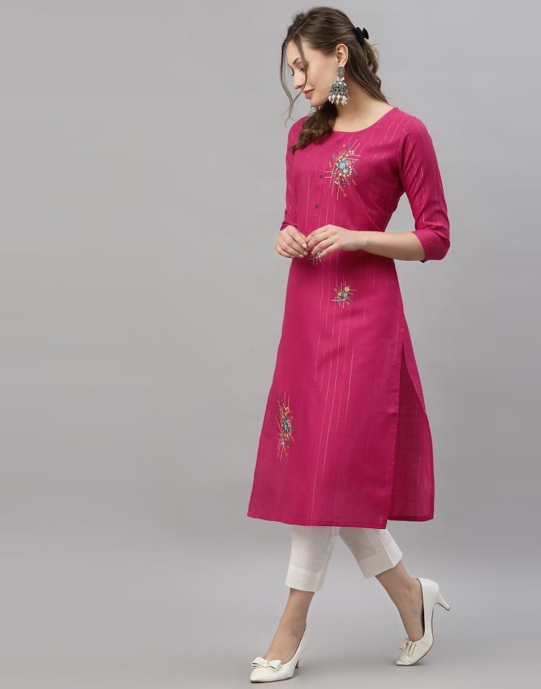 Pink Embroidered Kurti | Leemboodi