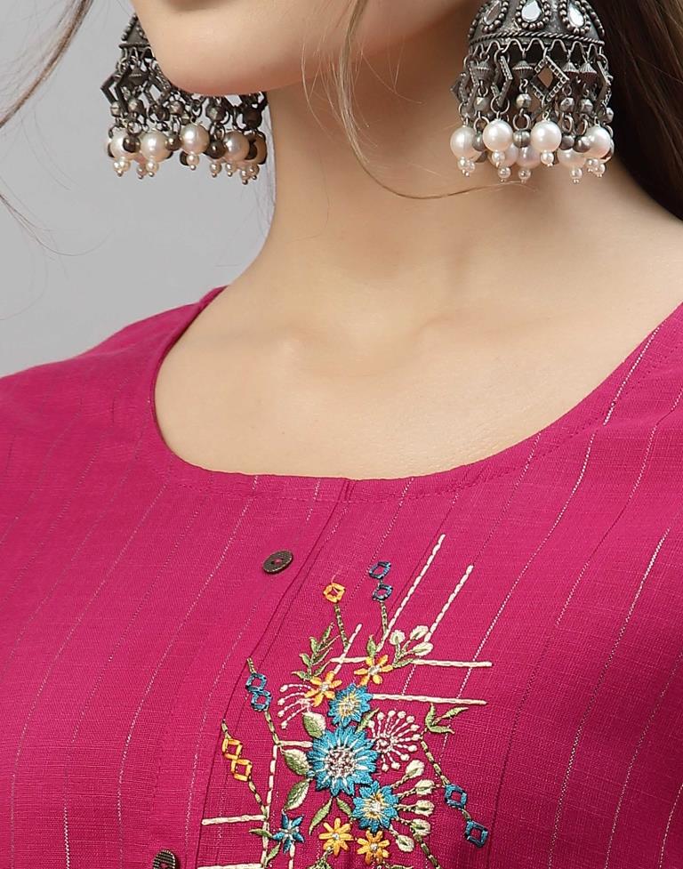 Pink Embroidered Kurti | Leemboodi