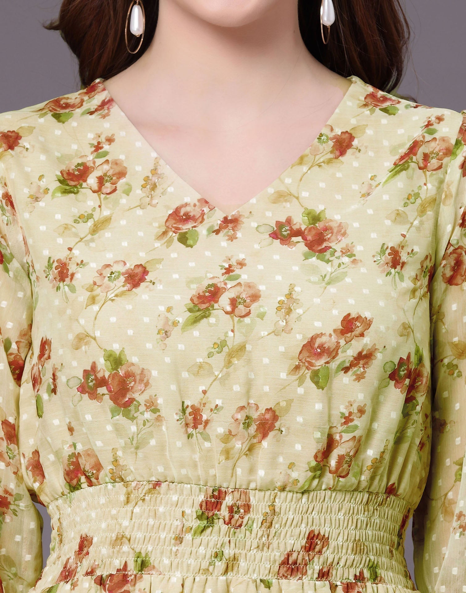 Light Yellow Floral Printed Top | Sudathi