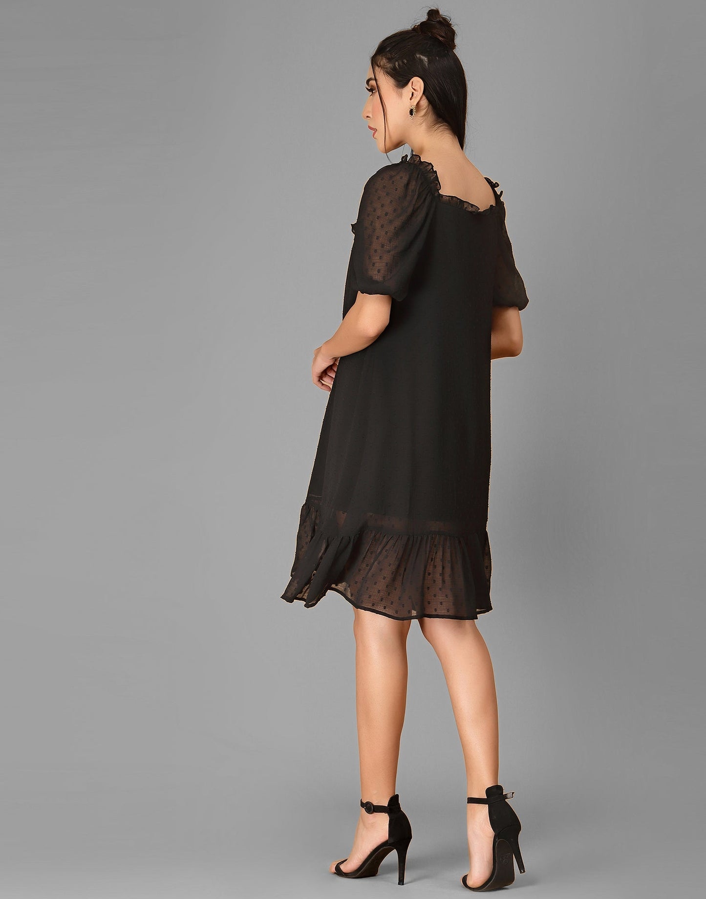Black Rotto Butti A-line Dress | Sudathi