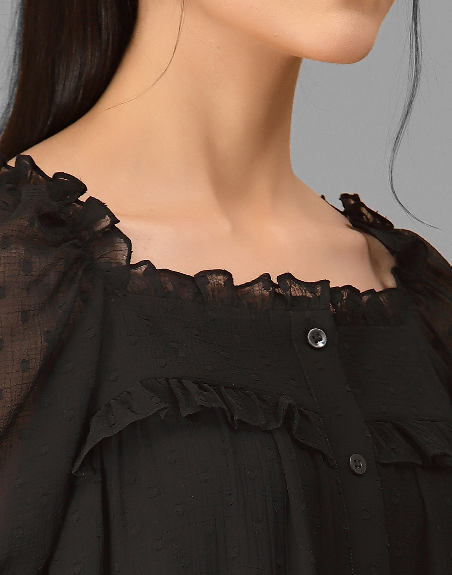 Black Rotto Butti A-line Dress | Sudathi