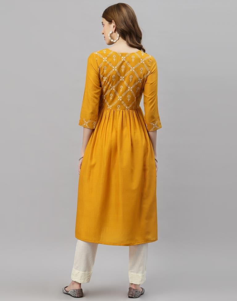 Mustard Yellow Printed Kurti | Sudathi