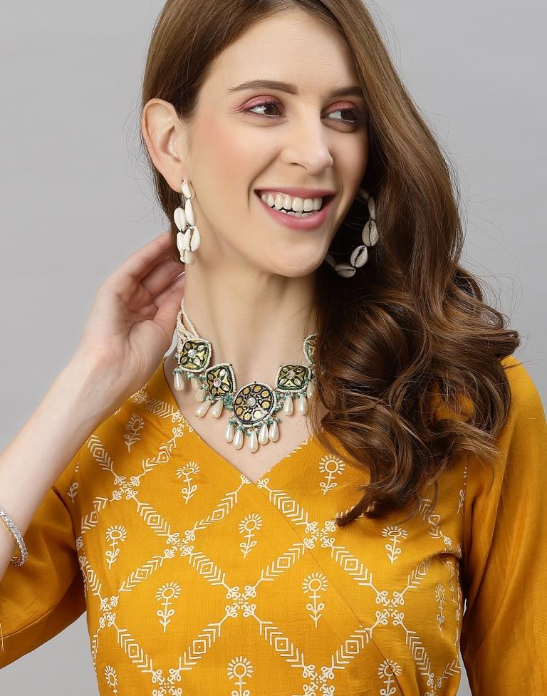 Mustard Yellow Printed Kurti | Sudathi