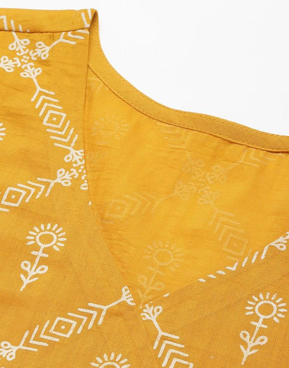 Mustard Yellow Printed Kurti | Sudathi