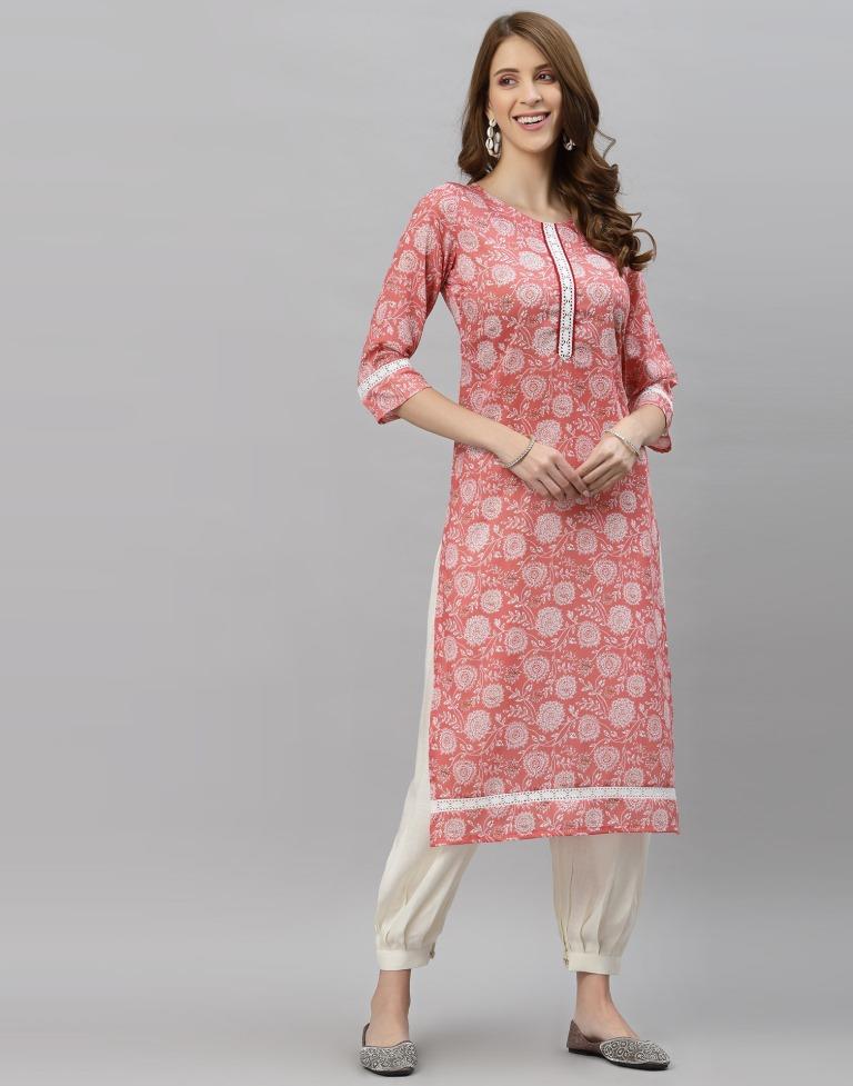 Carrot Pink Digital Printed Kurti | Sudathi