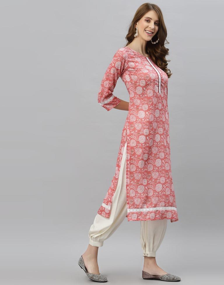 Carrot Pink Digital Printed Kurti | Sudathi