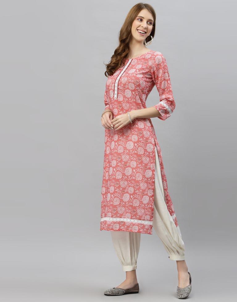 Carrot Pink Digital Printed Kurti | Sudathi