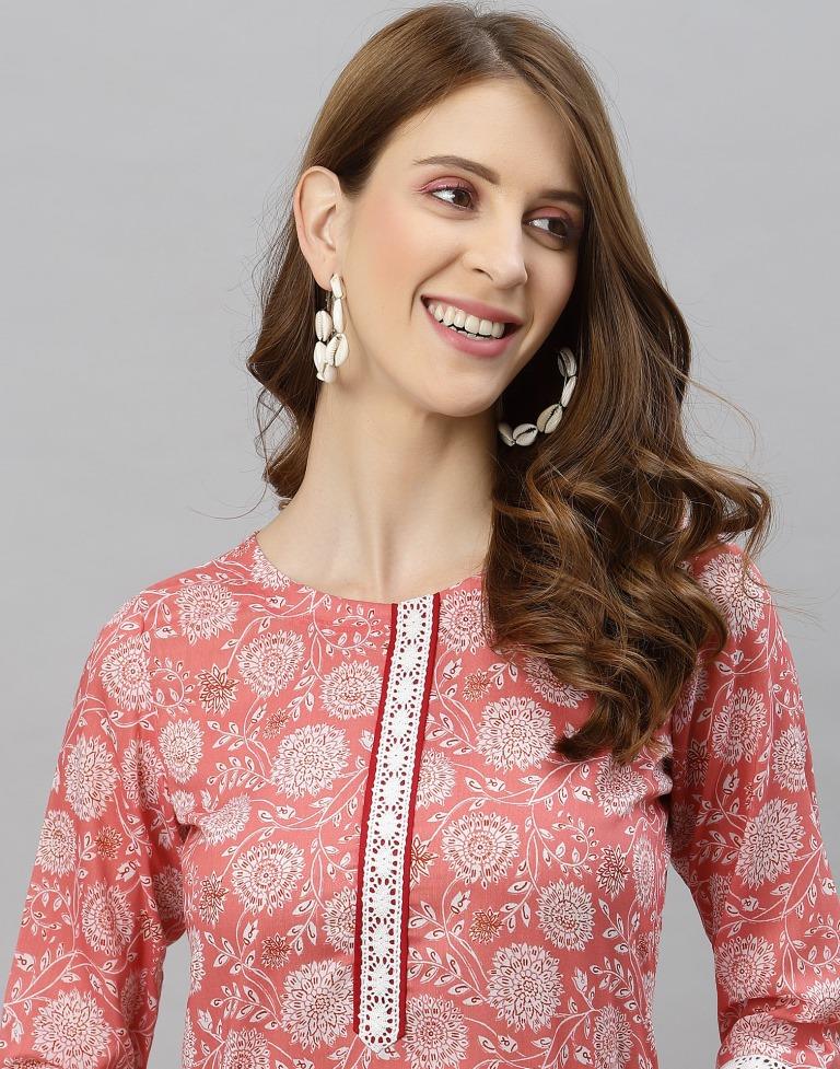 Carrot Pink Digital Printed Kurti | Sudathi