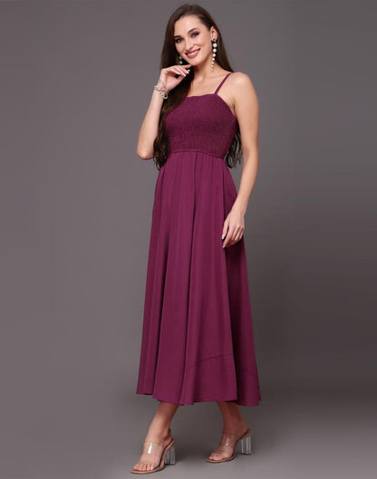 Wine Asymmetric Fit & flare Dress | Leemboodi