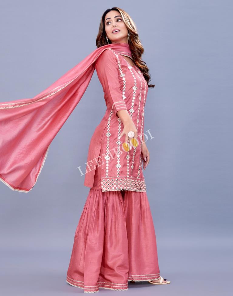 Pink Kurti With Sharara And Dupatta | Leemboodi