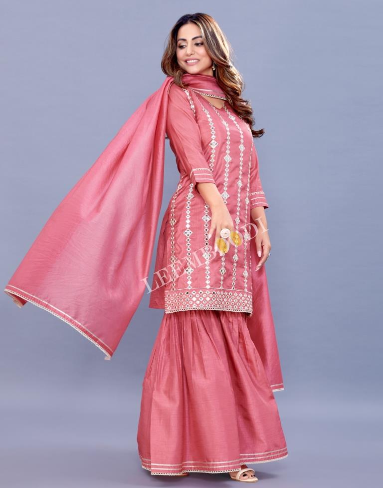 Pink Kurti With Sharara And Dupatta | Leemboodi