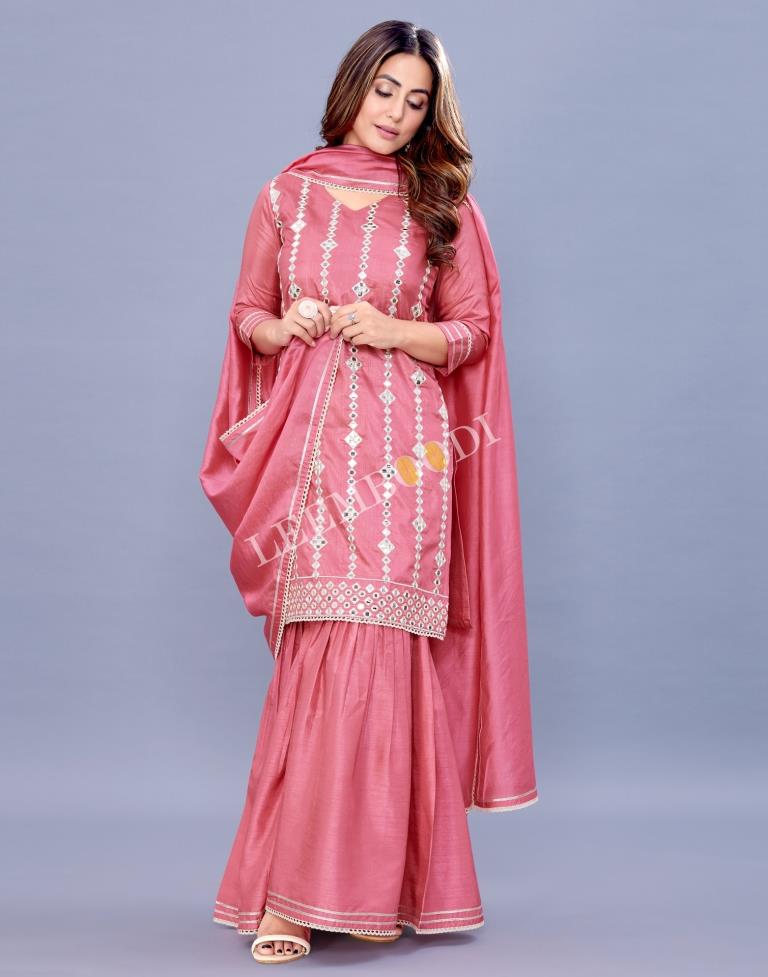 Pink Kurti With Sharara And Dupatta | Leemboodi