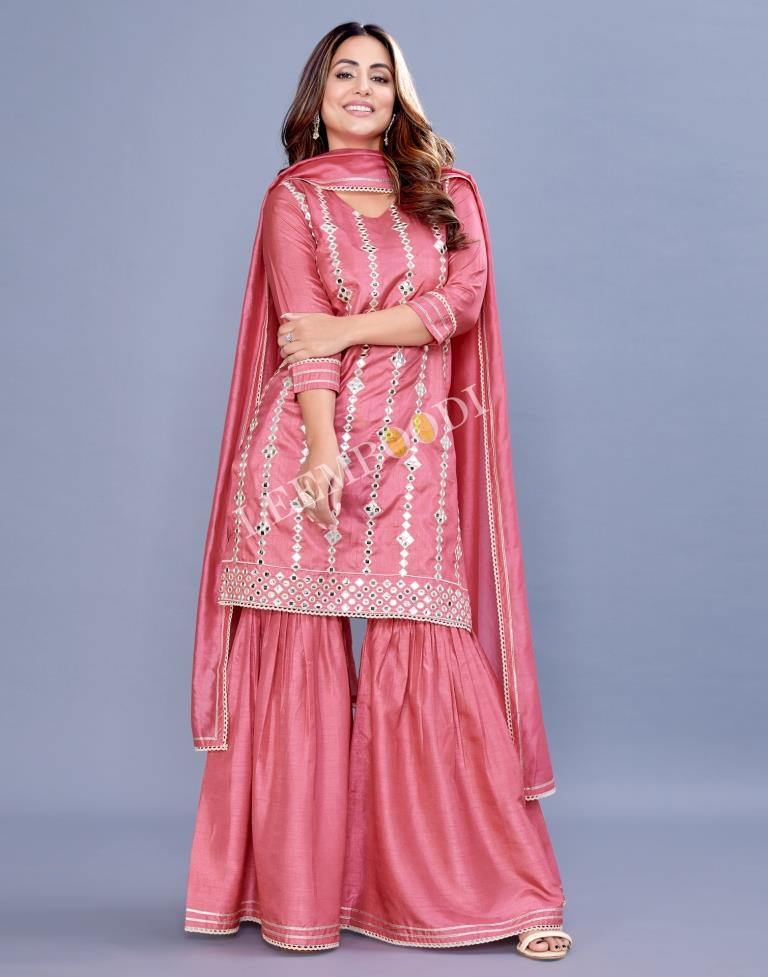 Pink Kurti With Sharara And Dupatta | Leemboodi