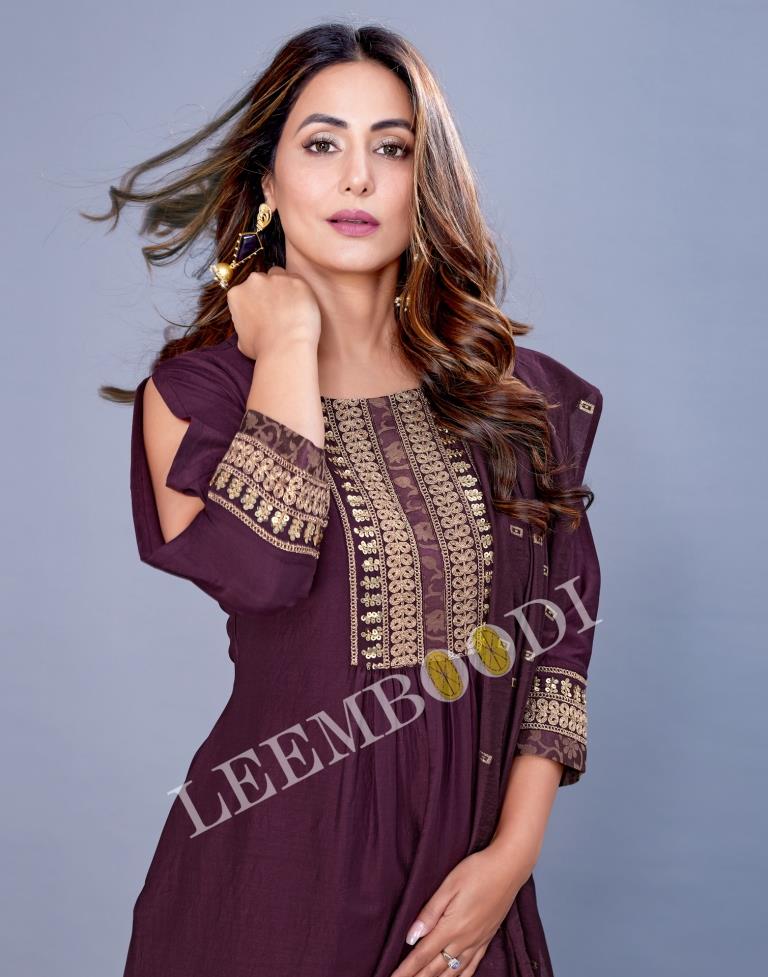 Wine Kurti With Palazzo And Dupatta | Leemboodi