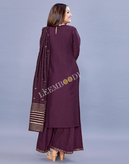 Wine Kurti With Palazzo And Dupatta | Leemboodi