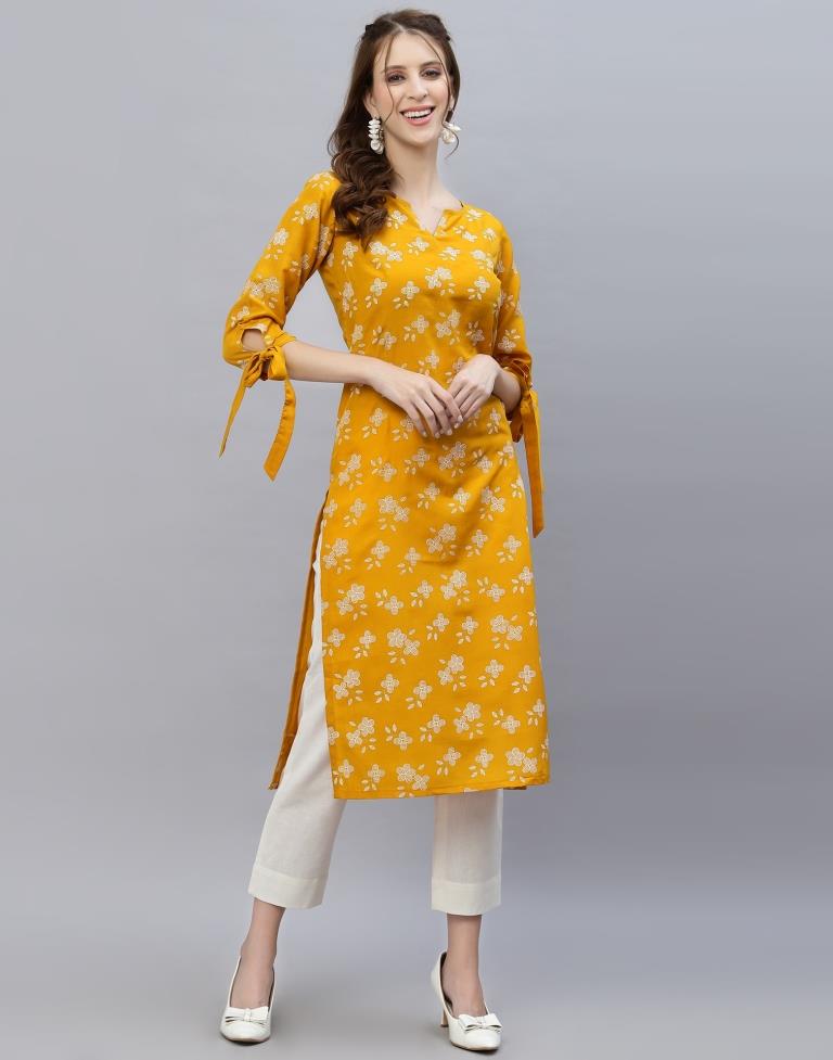 Mustard Printed Kurti | Sudathi