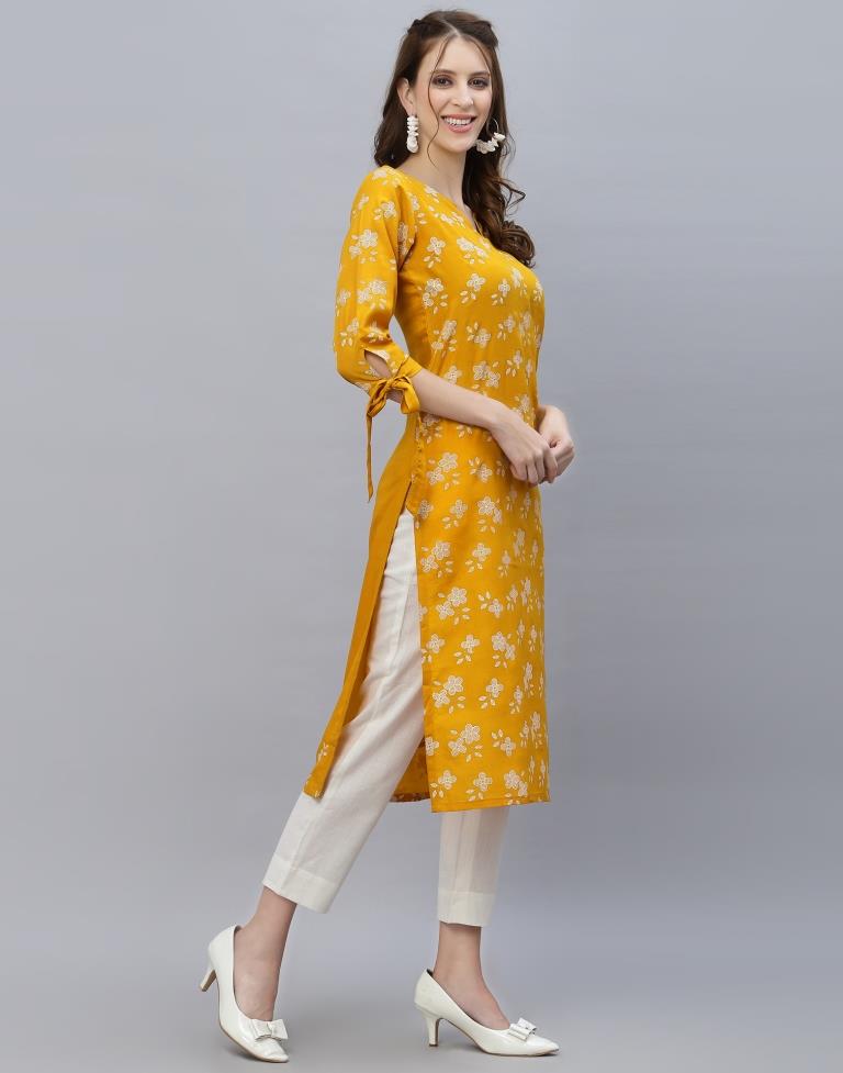 Mustard Printed Kurti | Sudathi