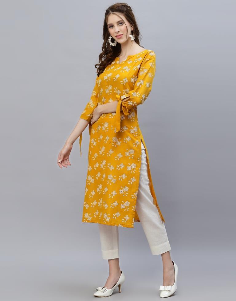 Mustard Printed Kurti | Sudathi