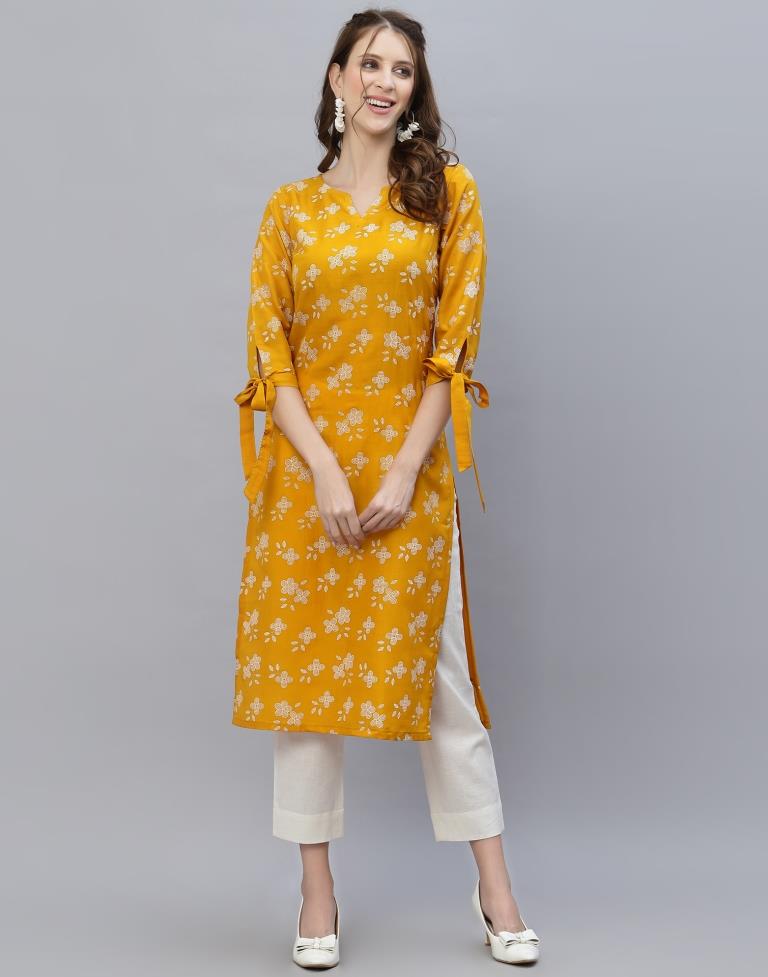 Mustard Printed Kurti | Sudathi