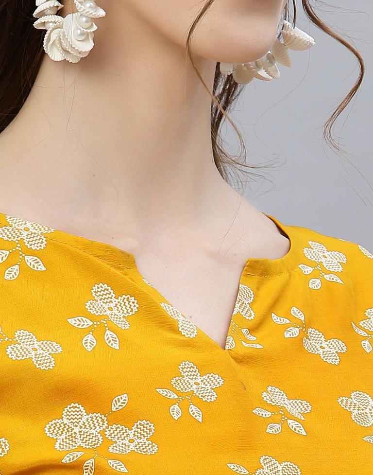 Mustard Printed Kurti | Sudathi