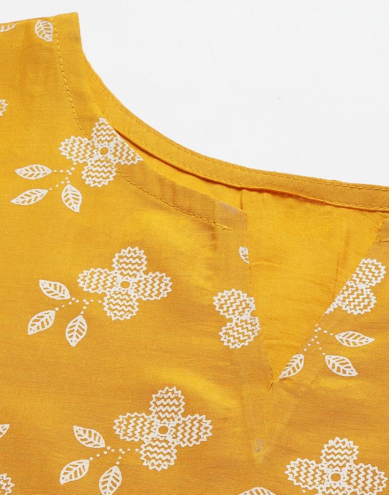 Mustard Printed Kurti | Sudathi