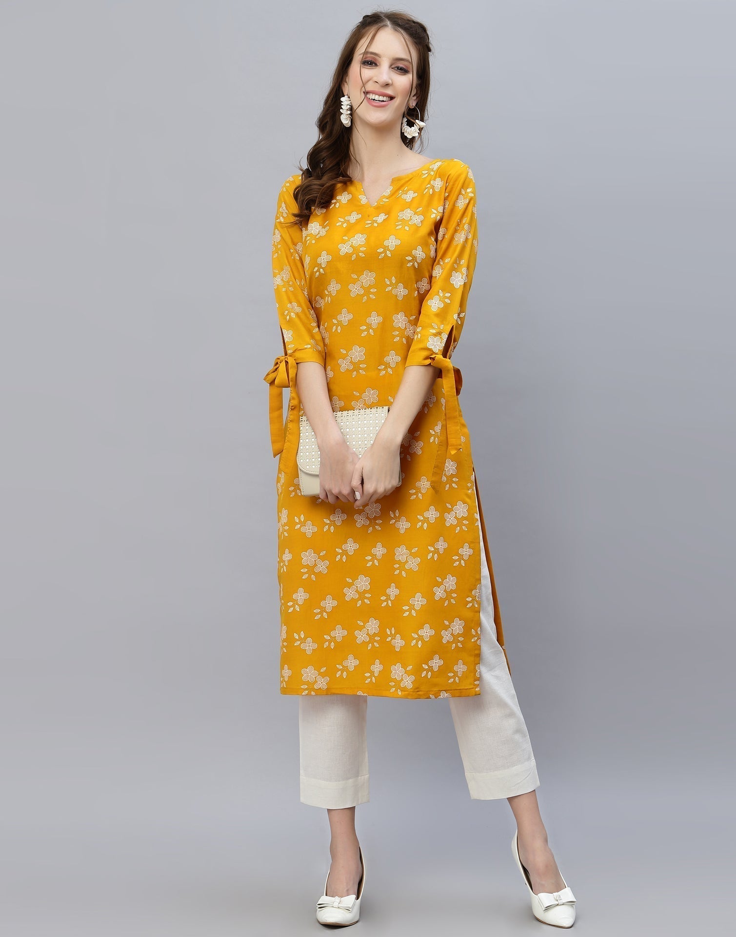 Mustard Printed Kurti | Sudathi