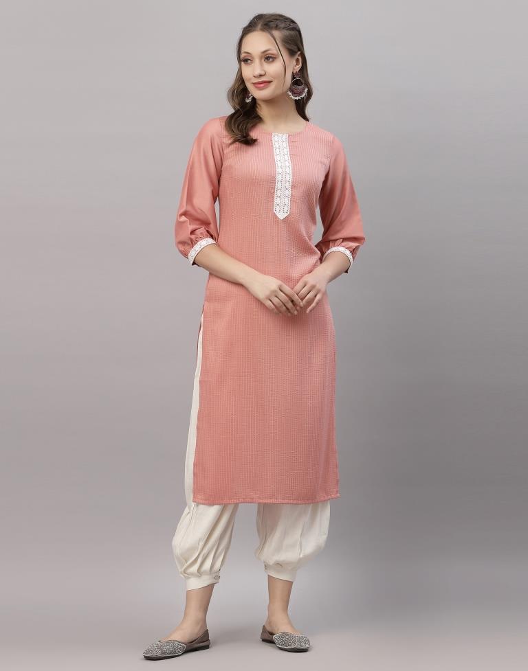 Pastel Pink Solid Kurti | Leemboodi