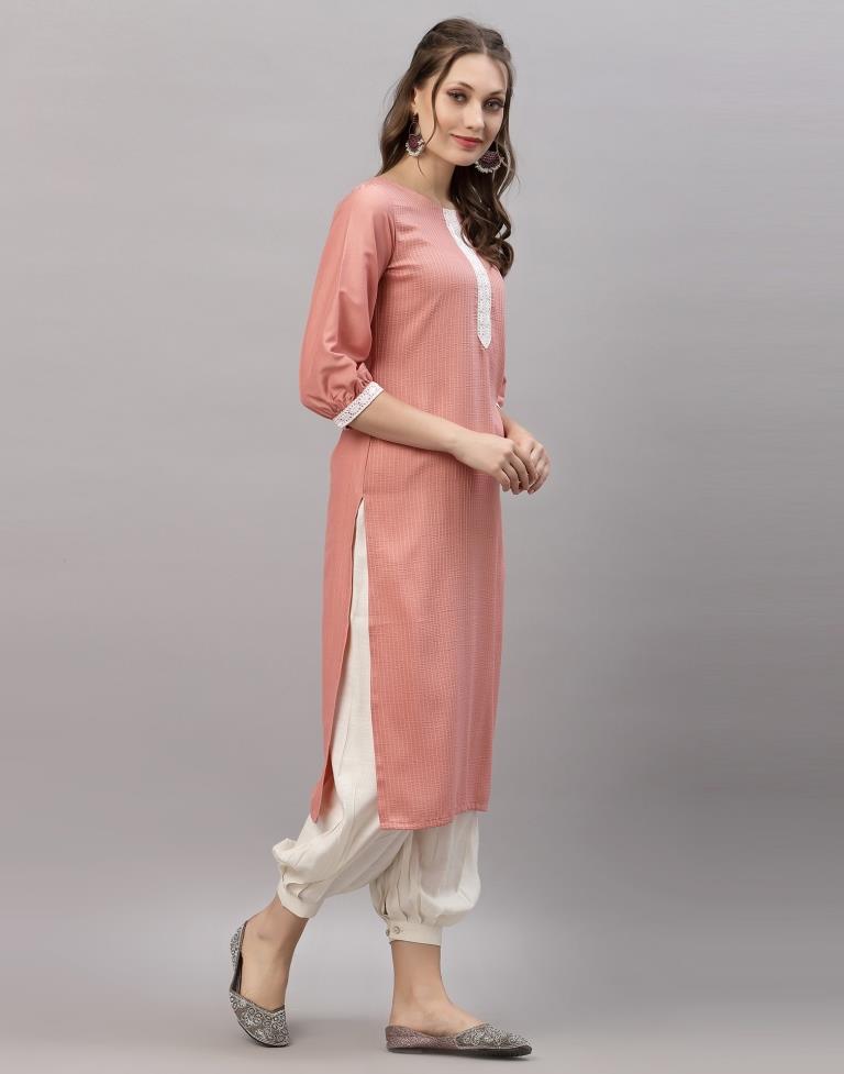 Pastel Pink Solid Kurti | Leemboodi