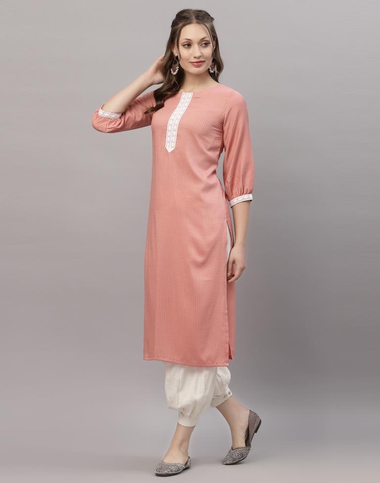 Pastel Pink Solid Kurti | Leemboodi