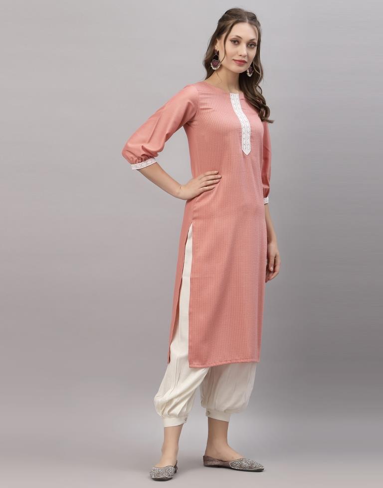 Pastel Pink Solid Kurti | Leemboodi