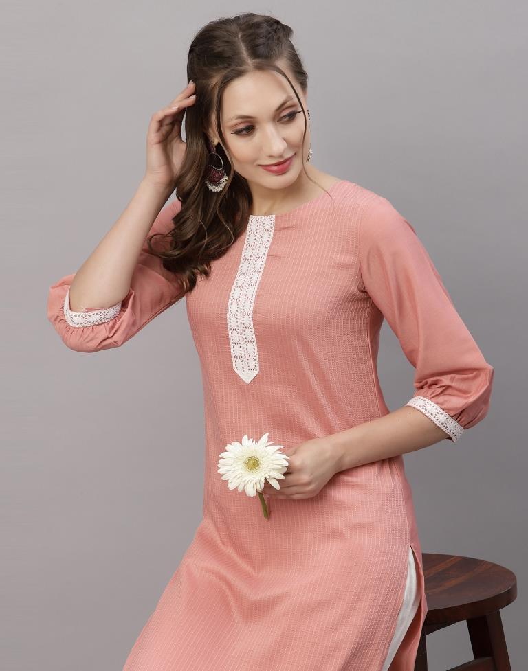 Pastel Pink Solid Kurti | Leemboodi