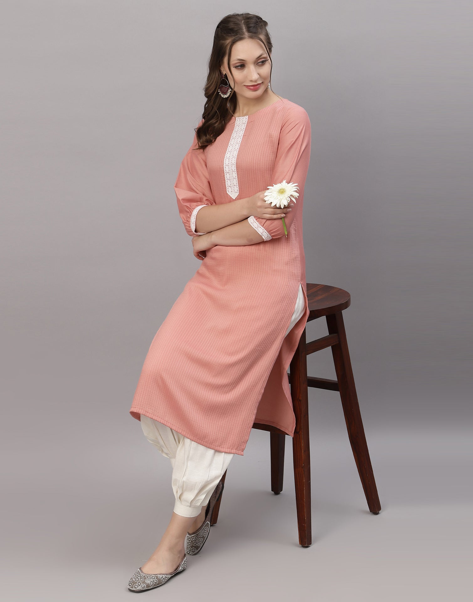 Pastel Pink Solid Kurti | Leemboodi