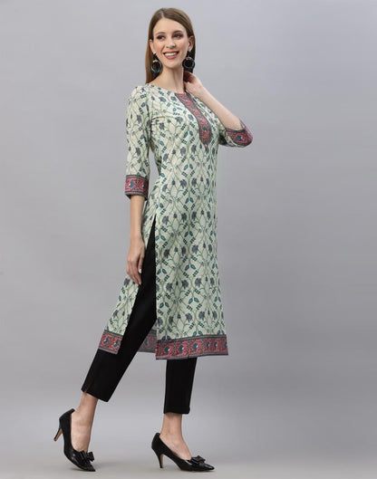 White & Blue Digital Printed Kurti | Sudathi