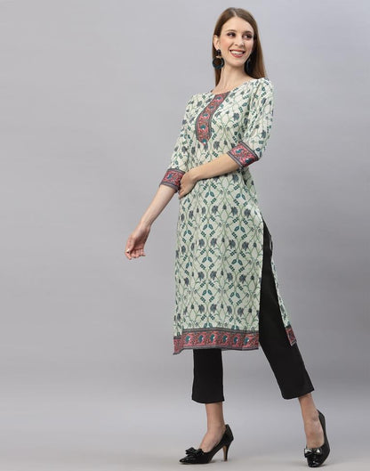 White & Blue Digital Printed Kurti | Sudathi