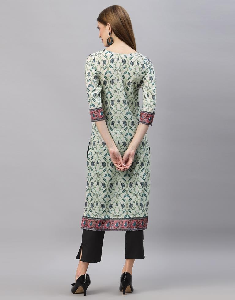 White & Blue Digital Printed Kurti | Sudathi